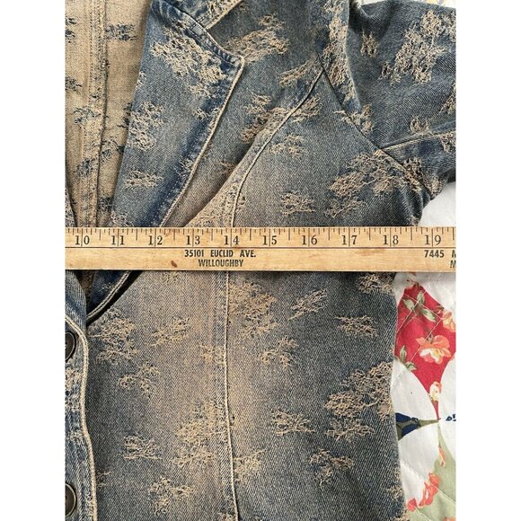 Jeanology Collection Denim Long Sleeve Jacket coat Closure Size 8 long trench - Picture 13 of 16